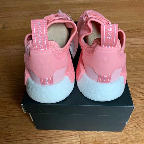 Adidas NMD R1 Pink / White Shoes - Picture 4 of 9